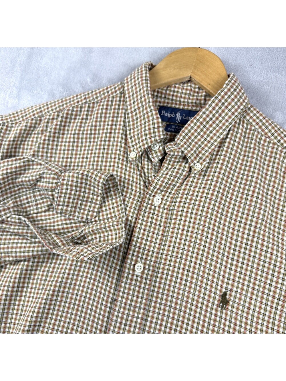 Polo Ralph Lauren Blake Fit Plaid Long Sleeve Button Down Shirt Men L Pony Prep